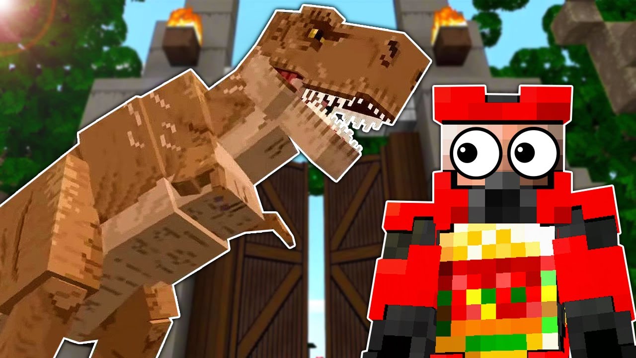 We Released a Massive T-Rex In Jurassic World Park in Minecraft Multiplayer Gameplay!