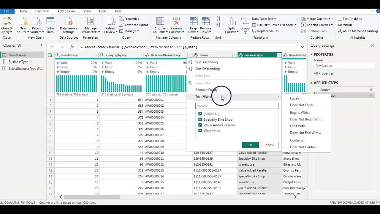Как использовать параметры запроса для динамических отчетов в POWER BI