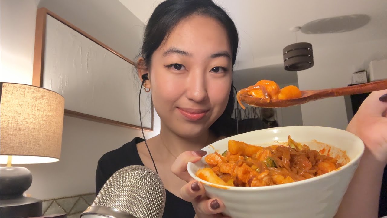 ASMR | Chicken Cheese Tteokbokki Mukbang 🥘🧀 Sticky mouthsounds & No talking 