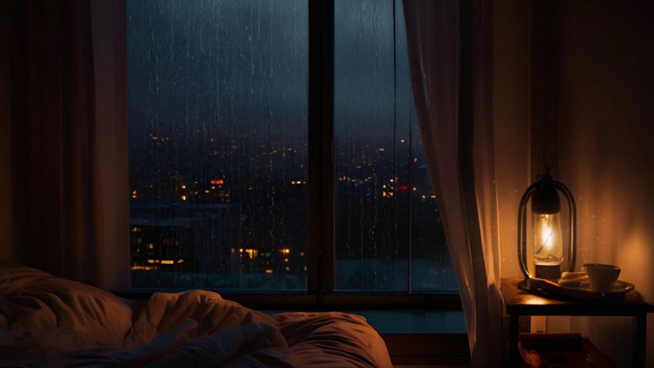 YOUR SAFE SPACE 🛌 Warm Cozy Bedroom, Soft Rain & Gentle Piano for Deep Sleep