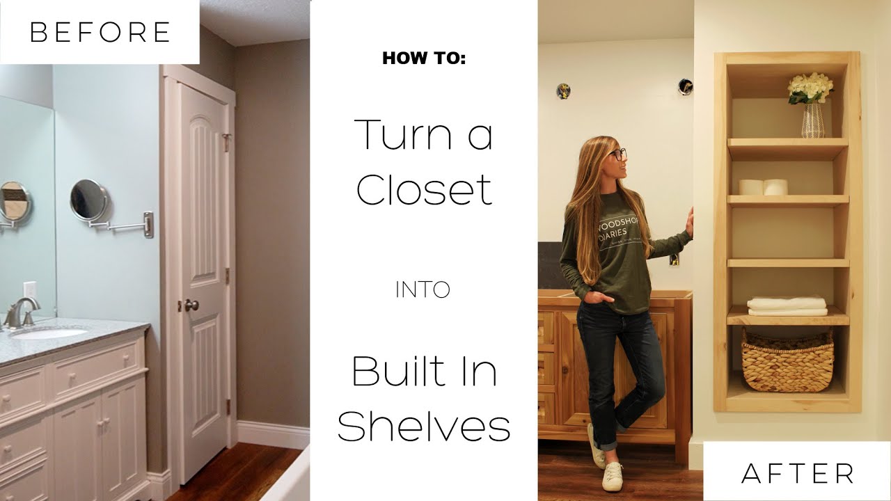 How to Turn a Closet Into Built In Open Shelves