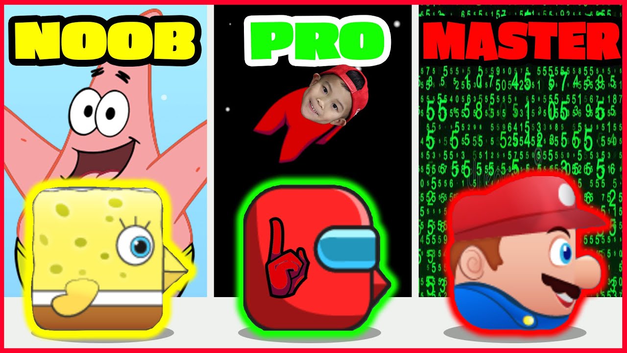 Square Bird! NOOB vs PRO vs MASTER! Kaven App Review! Kids Gameplay