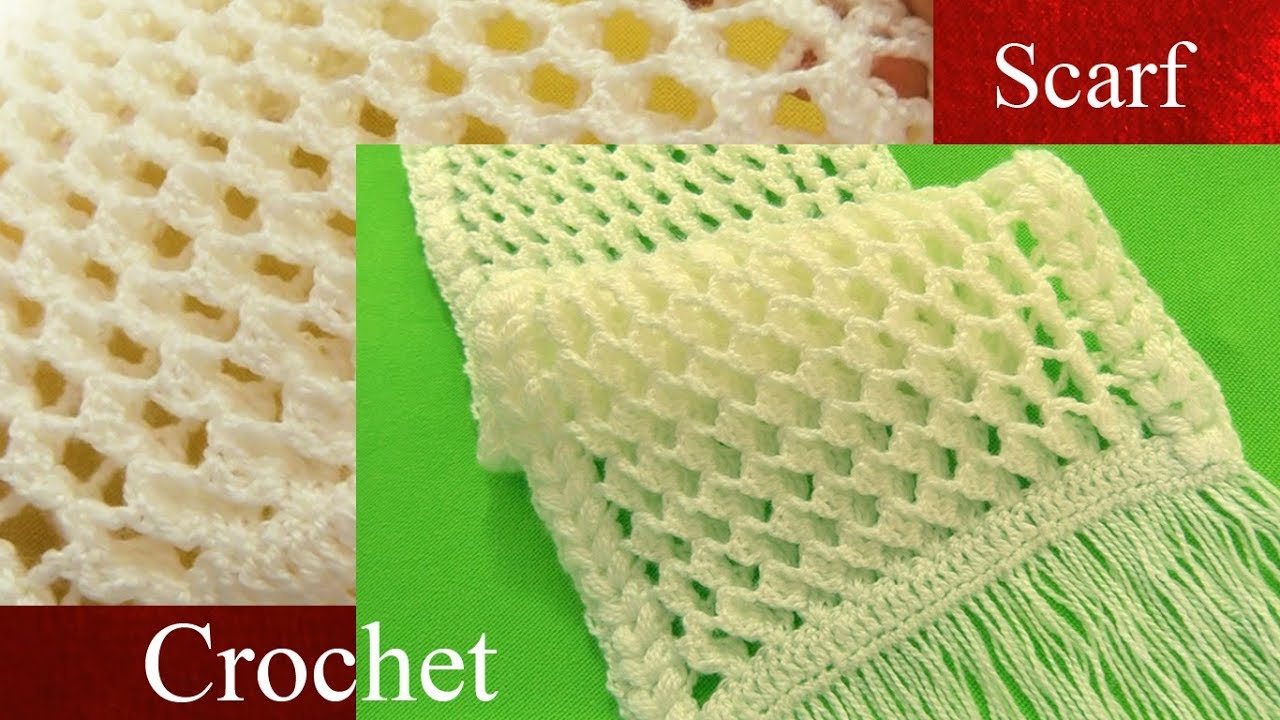 Bufanda a Crochet  en punto 3D panal o nido de abeja tejido tallermanualperu