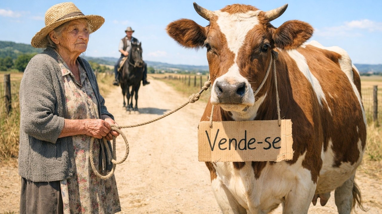 Fazendeiro viúvo vê uma idosa tentando VENDER uma VACA...então ele faz isso...
