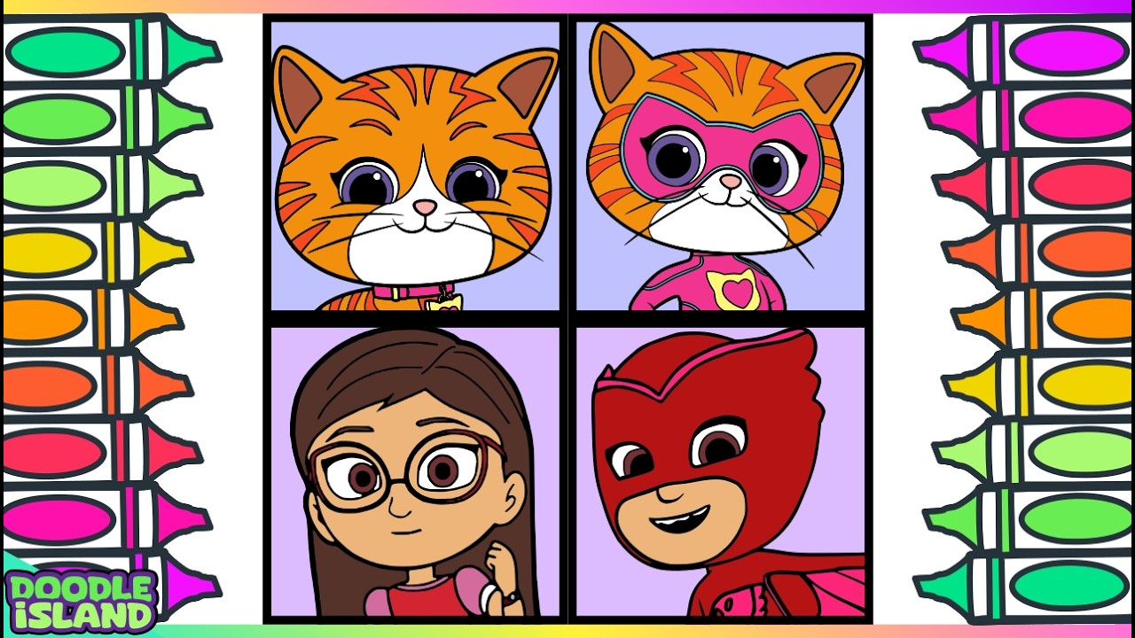 SuperKitties and PJ Masks Ginny and Owlette Coloring