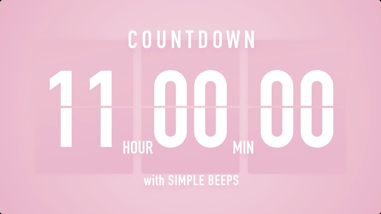 11 Hour Countdown Timer 🌸 Flip Clock with Simple Beeps 🔔
