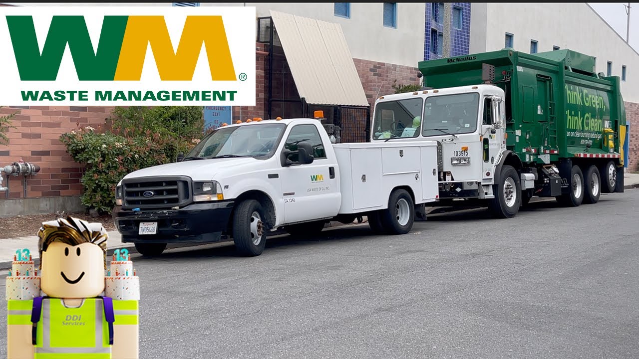 Found a Waste Management Garbage Truck Parked on the street because it was waiting for the Mechanic