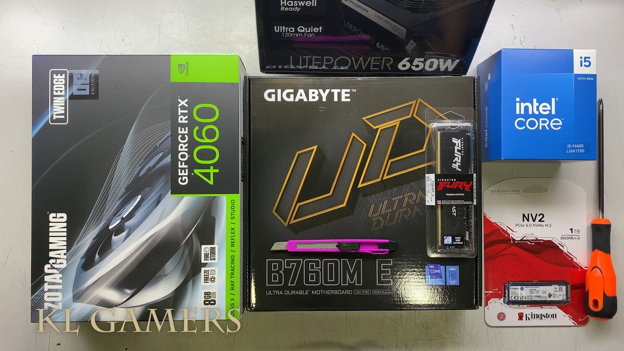 intel Core i5 14400 GIGABYTE B760M E ZOTAC RTX4060 Thermaltake H24 Gaming PC Build