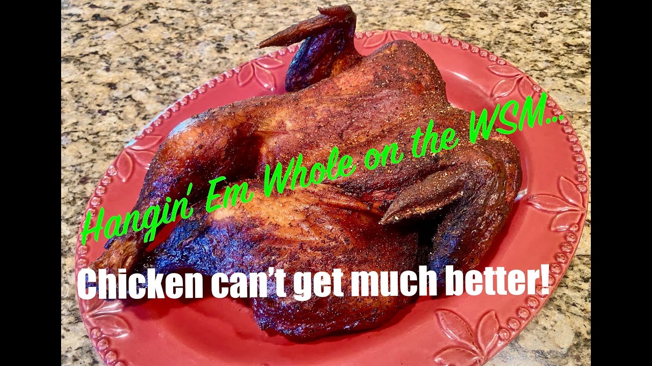 Hanging Dry-Brined Whole Chickens on the Weber Smokey Mountain (WSM) 22!