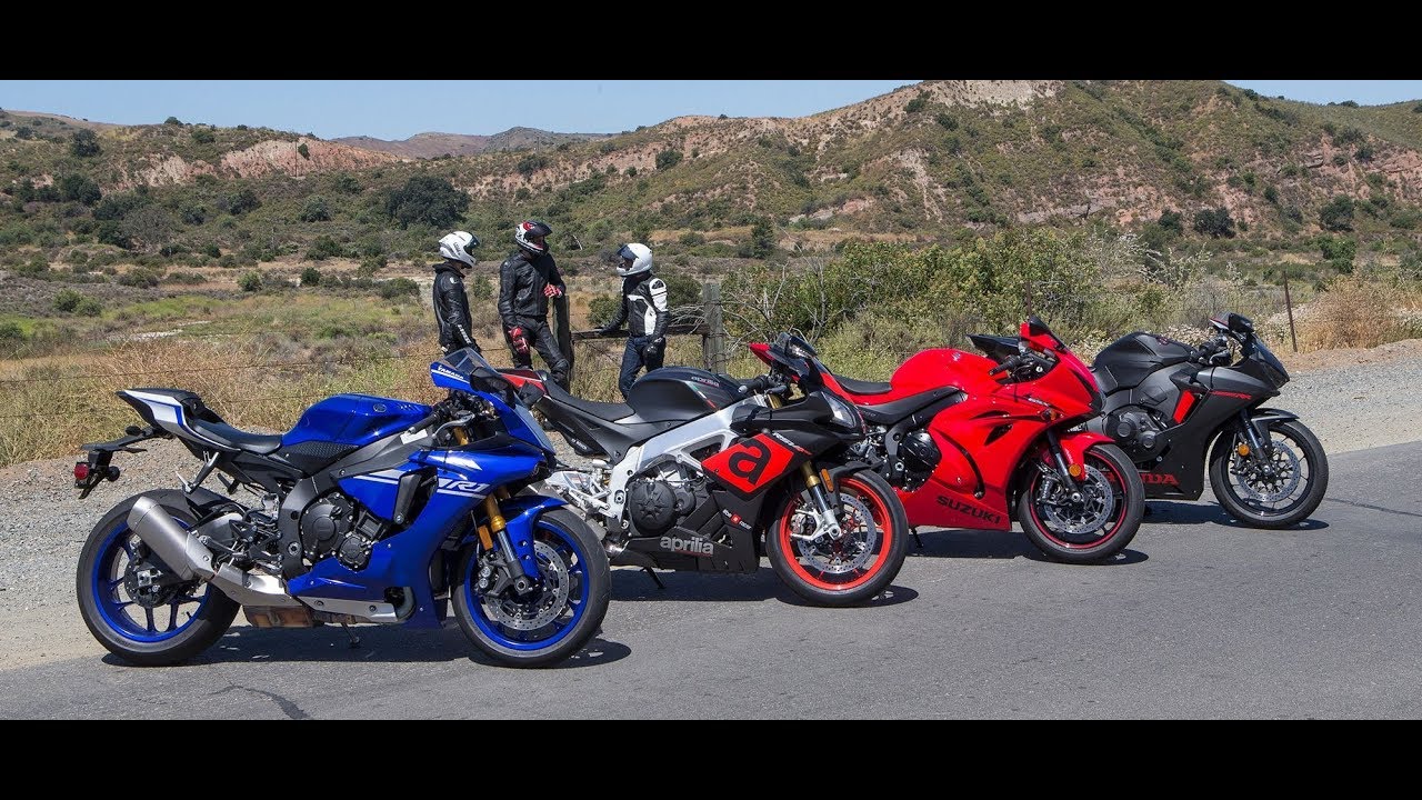 Yamaha YZF-R1 vs. Aprilia RSV4 RR vs. Suzuki GSX-R1000 vs. Honda CBR1000RR On The Street Review