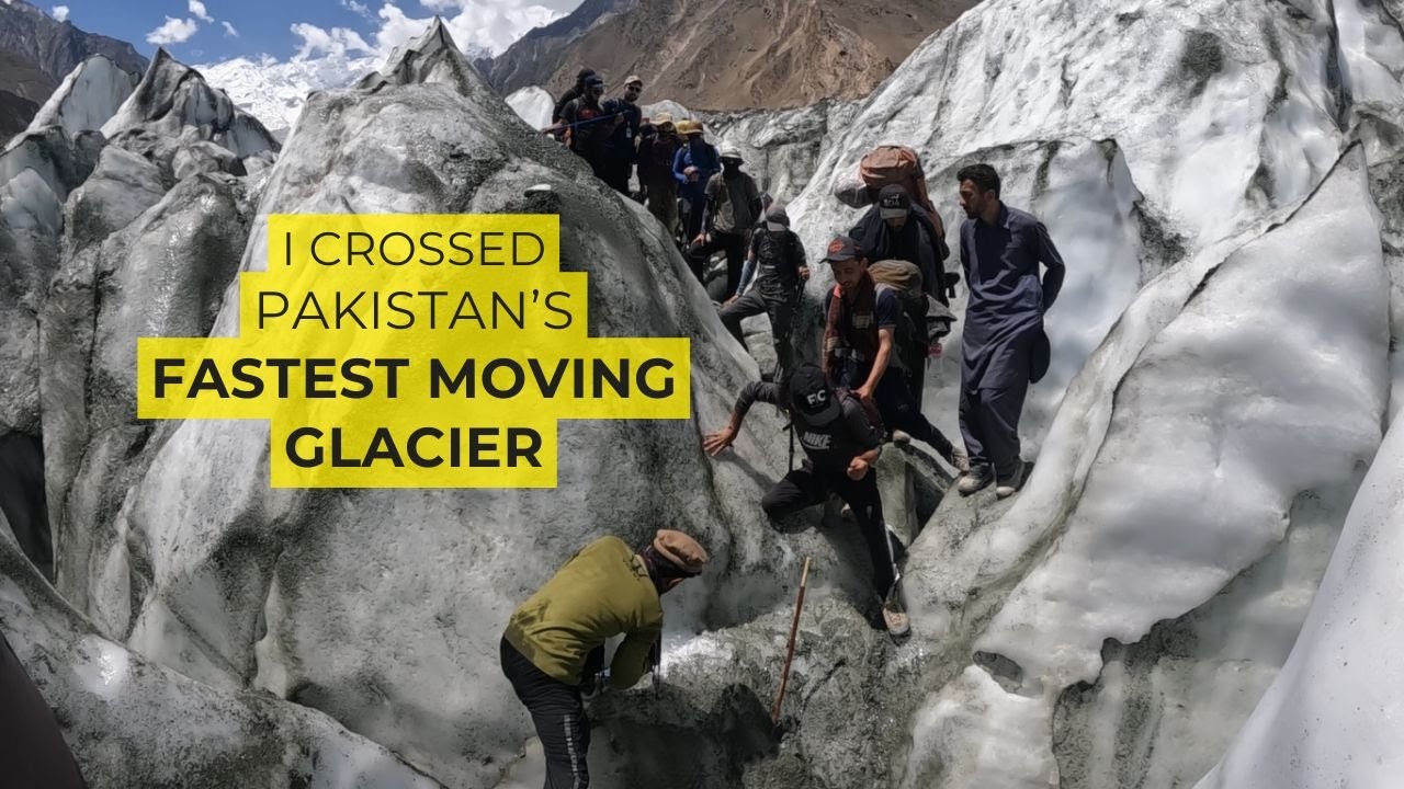A Pakistani Crosses Fastest Glacier in Karakoram Pakistan, Hopar glacier - Rush Lake pt1