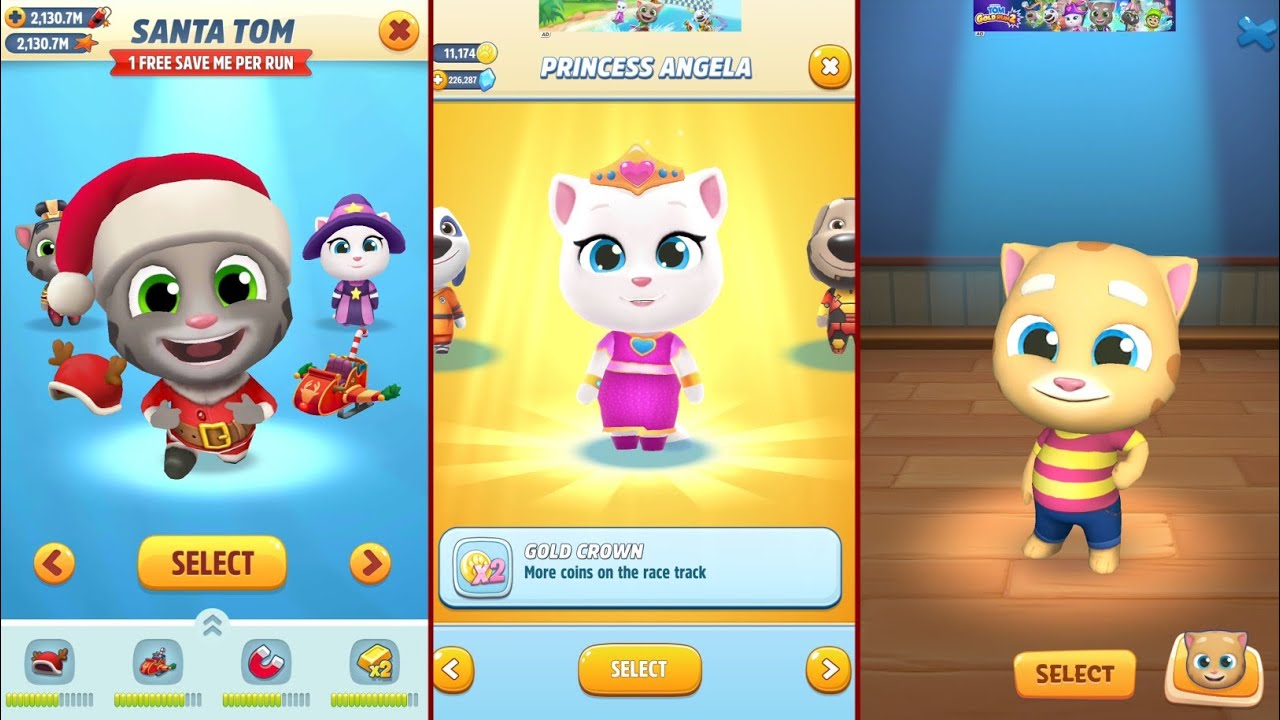 Talking Tom Gold Run Santa Tom Vs Tom Jetski 2 Princess Angela Vs Tom Gold Run 2 Ginger Gameplay