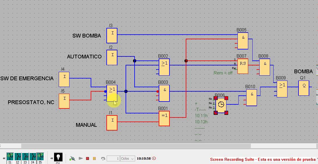 PROGRAMA DE LOGO SOFT, CONTROL DE BOMBA EN MODO AUTOMATICO Y MANUAL