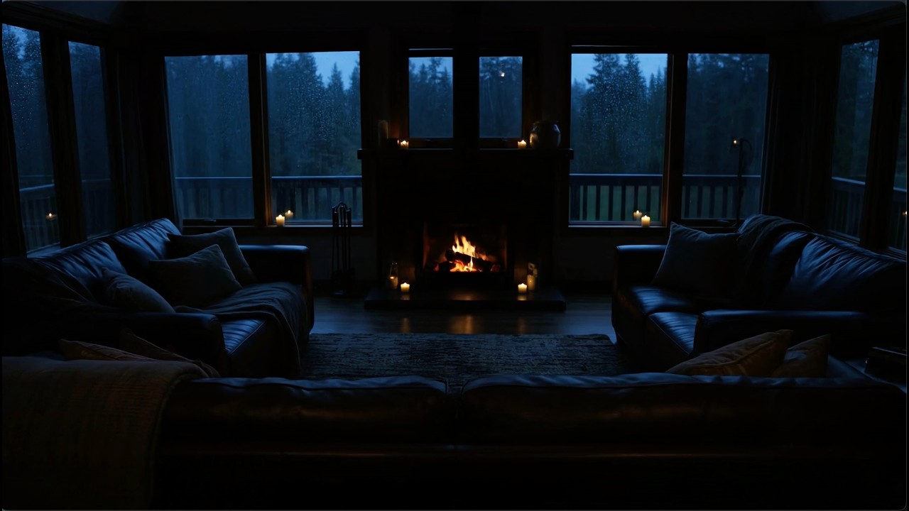 Deep Sleep Rain, Fireplace & Thunder 🌧️🔥 | Dark, Cozy Night for Rest