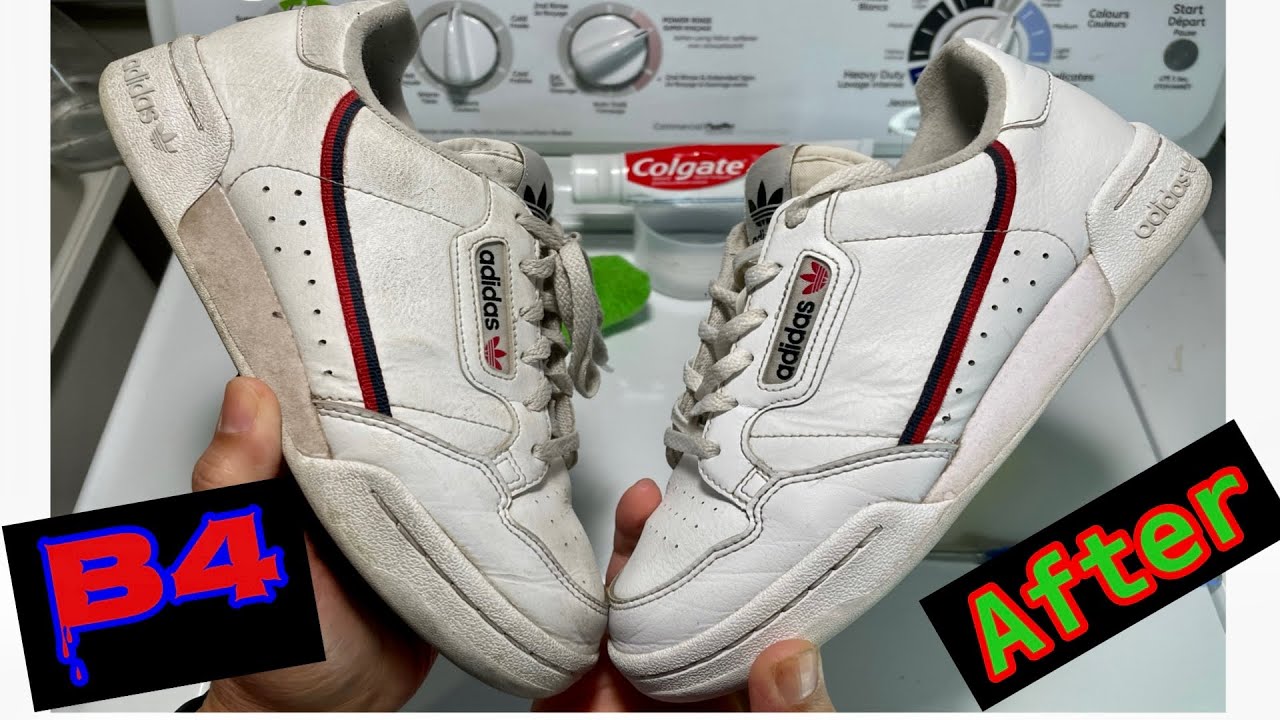 How to Clean White Adidas Continental 80 shoes using TOOTHPASTE...