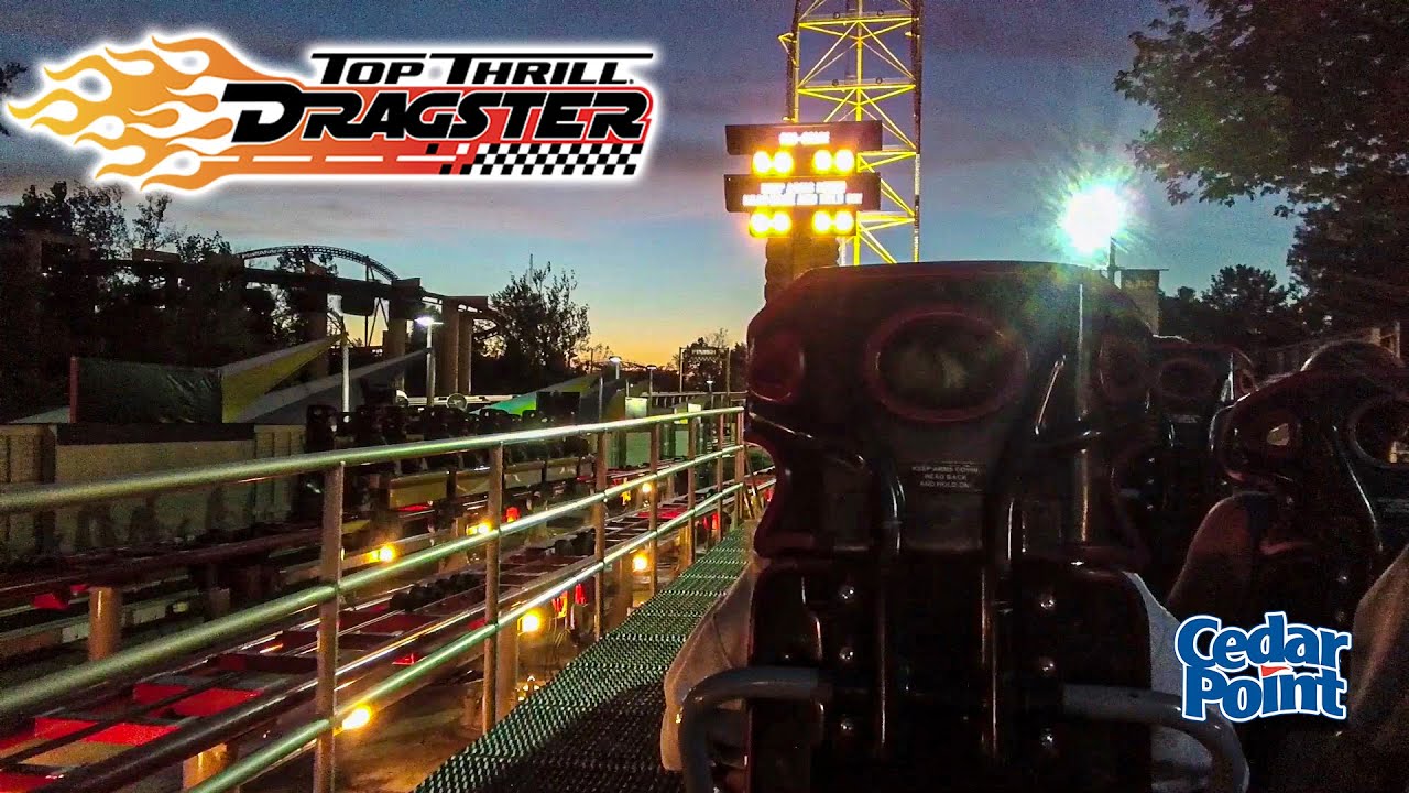 2019 Top Thrill Dragster Roller Coaster at Night On Ride HD POV Cedar Point