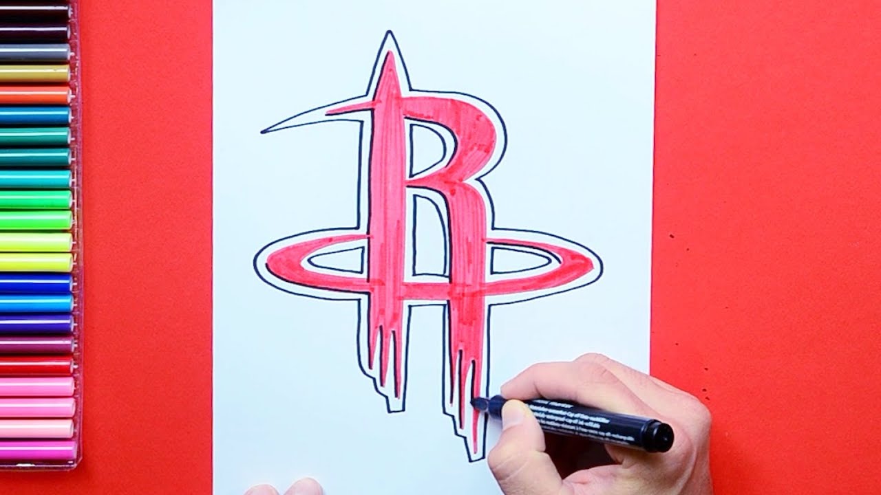 How to draw the Houston Rockets logo (NBA Team)