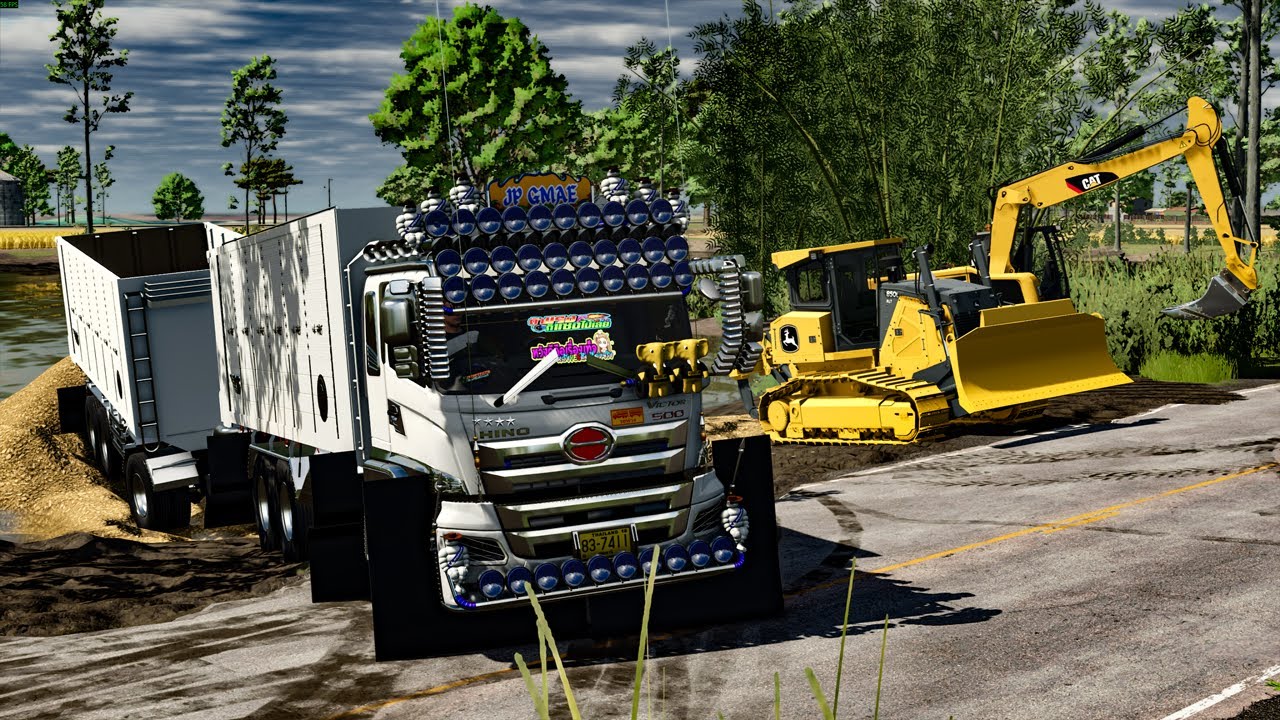 วิคเตอร์ของแต่งเต็มรถ ลุยงานถมสระ วิ่งฝาลูกเห็บหนาๆ มองไม่เห็นทาง FS25 BBGAMER