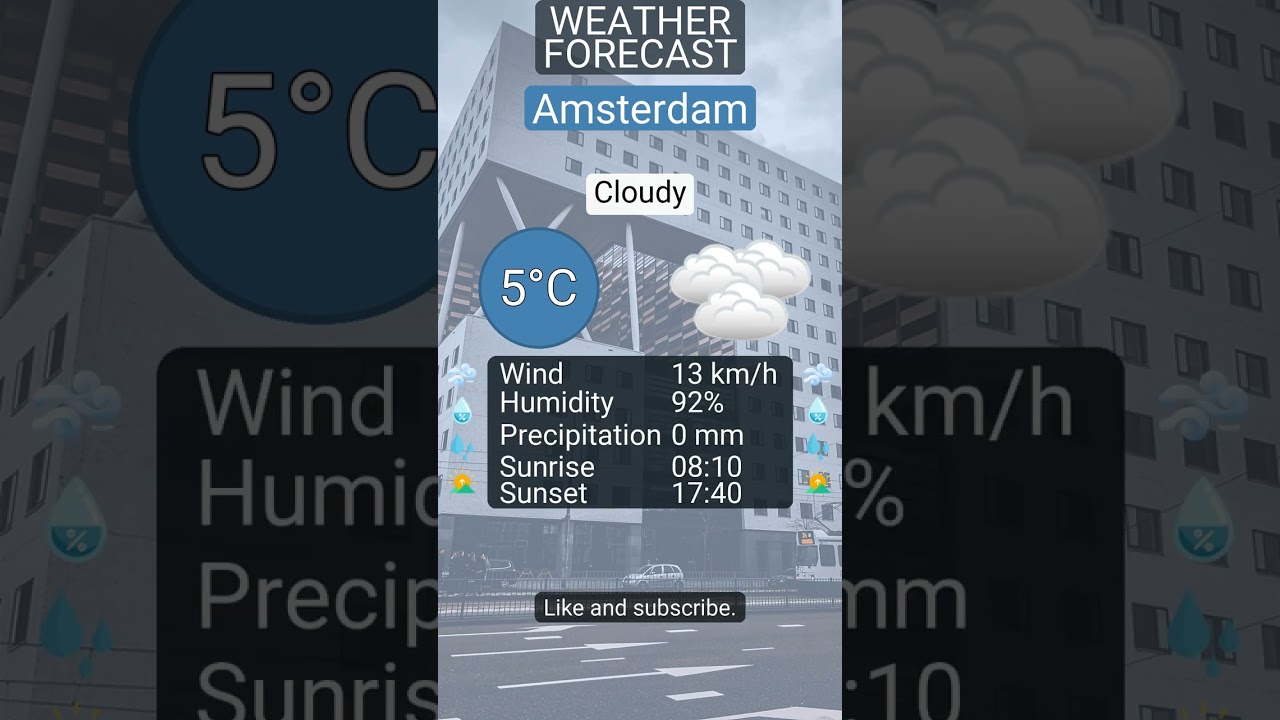Amsterdam &bull; Forecast for 8 February 2026: Cloudy & 5&deg;C