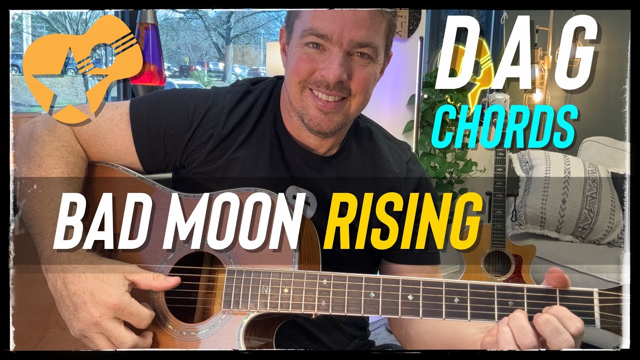 Песня Bad Moon Rising группы CCR (урок игры на гитаре для начинающих, 3 аккорда)