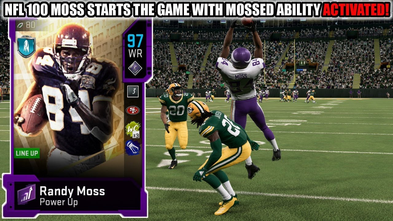 NFL 100 RANDY MOSS STARTS WITH MOSSED ABILITY ACTIVATED! NFL 100 MOSS GAMEPLAY! | MADDEN 20