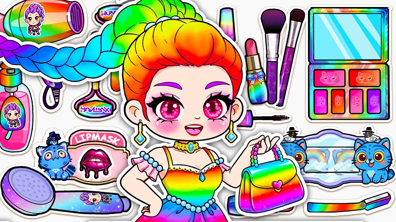 Paper DIY🌸KPOP DEMON HUNTER🌸 Rumi Colorful Skincare + Makeup: DerpyTiger is Mischievous!