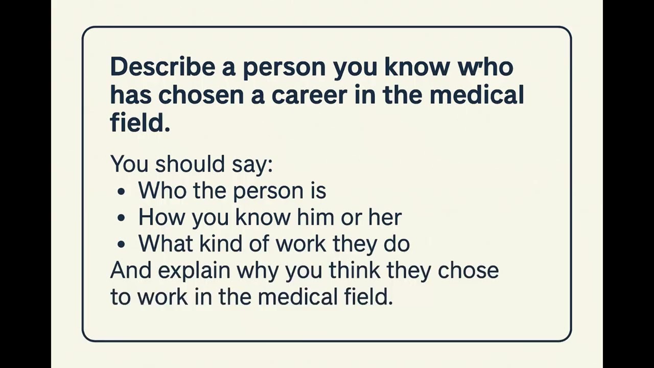IELTS Speaking Part 2 &ndash; Describe a Person in the Medical Field | Real Cue Card Practice with Timer