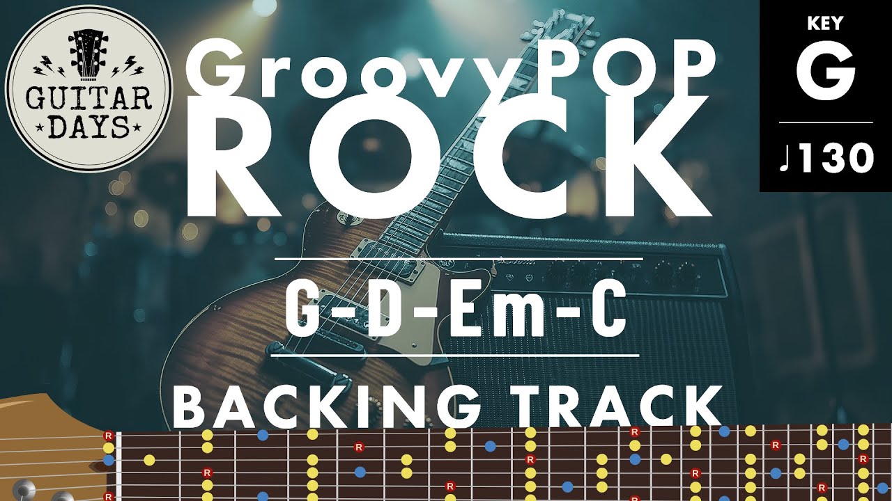 Groovy Pop Rock Backing track in G | G D Em C | for Guitar