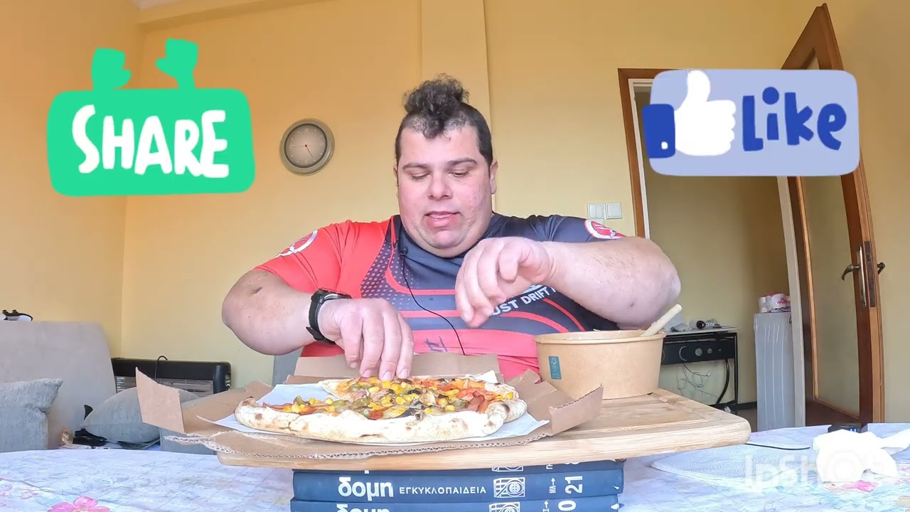 Taste Test: Greek Dinner Mukbang with Pizza and Salad