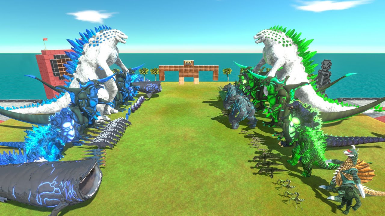 Evolution of Blue Shimo Godzilla VS Green Radiation Itself - Animal Revolt Battle Simulator