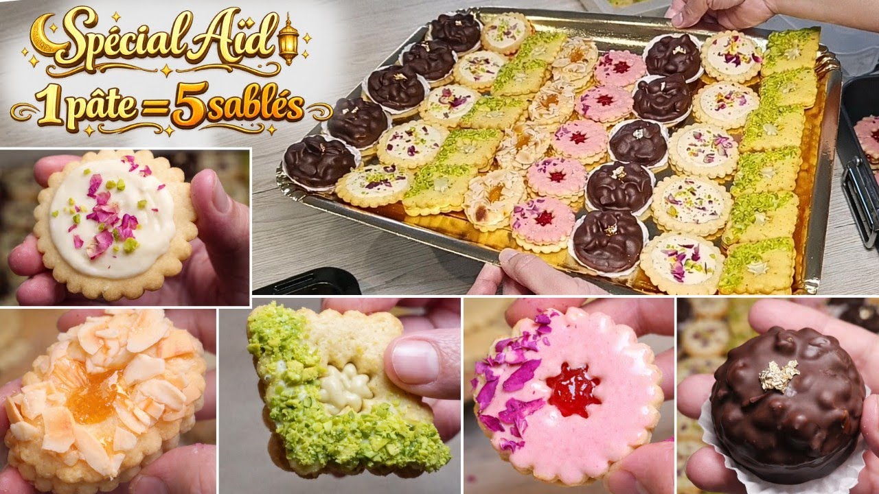 ✨5 Sablés de l’Aïd avec 1 seule pâte | Recette facile et économique 💸