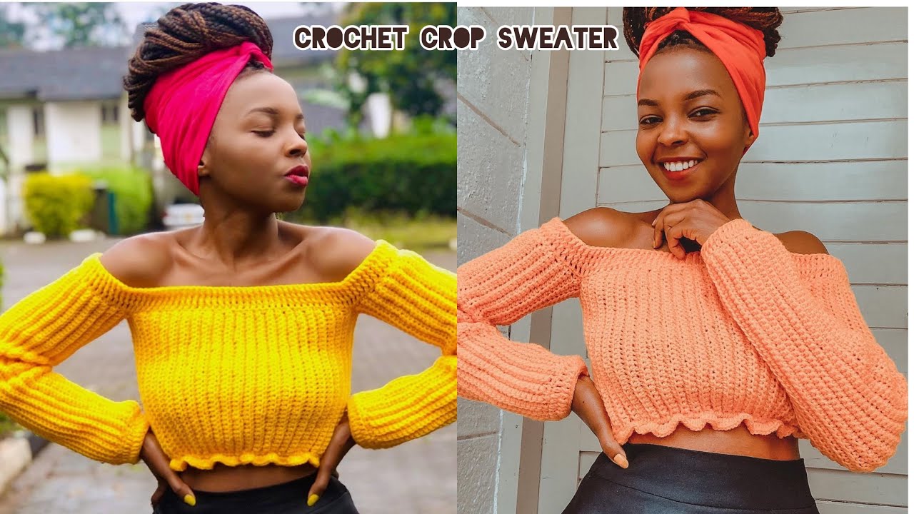 Crochet Off shoulder Top | Crochet crop sweater