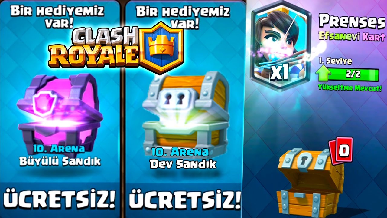 ÜCRETSİZDEN YİNE PRENSES ÇIKARTTIM! - SUPERCELL'İN VERDİĞİ BELEŞ BÜYÜLÜ VE DEV SANDIK - CLASH ROYALE