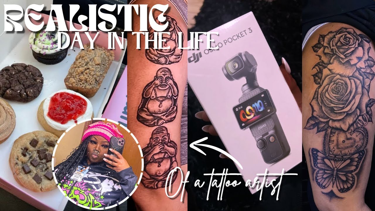 REALISTIC DAY IN THE LIFE OF A TATTOO ARTIST | New DJI camera, Tattoo with me, GRWM, Crumbl review,