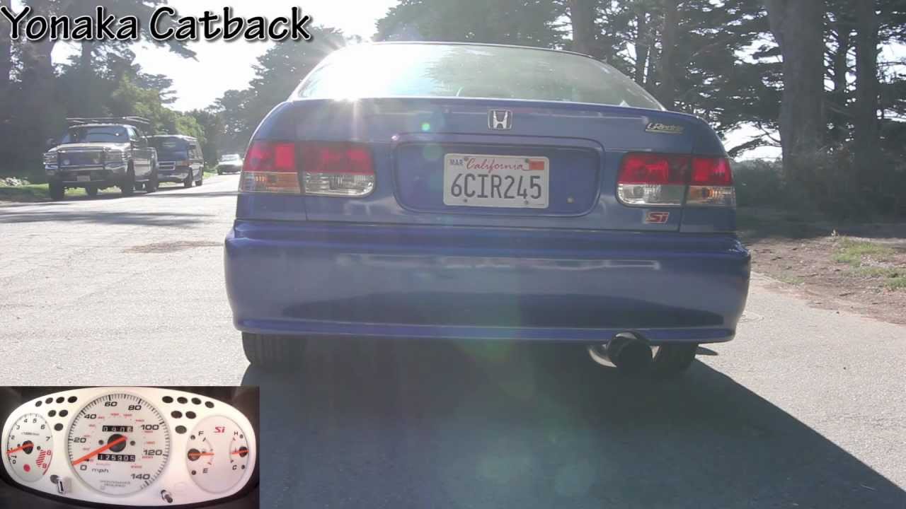 Greddy Evo2 vs Yonaka Catback Exhaust Honda Civic Si EM1 Startup, rev, drive-around