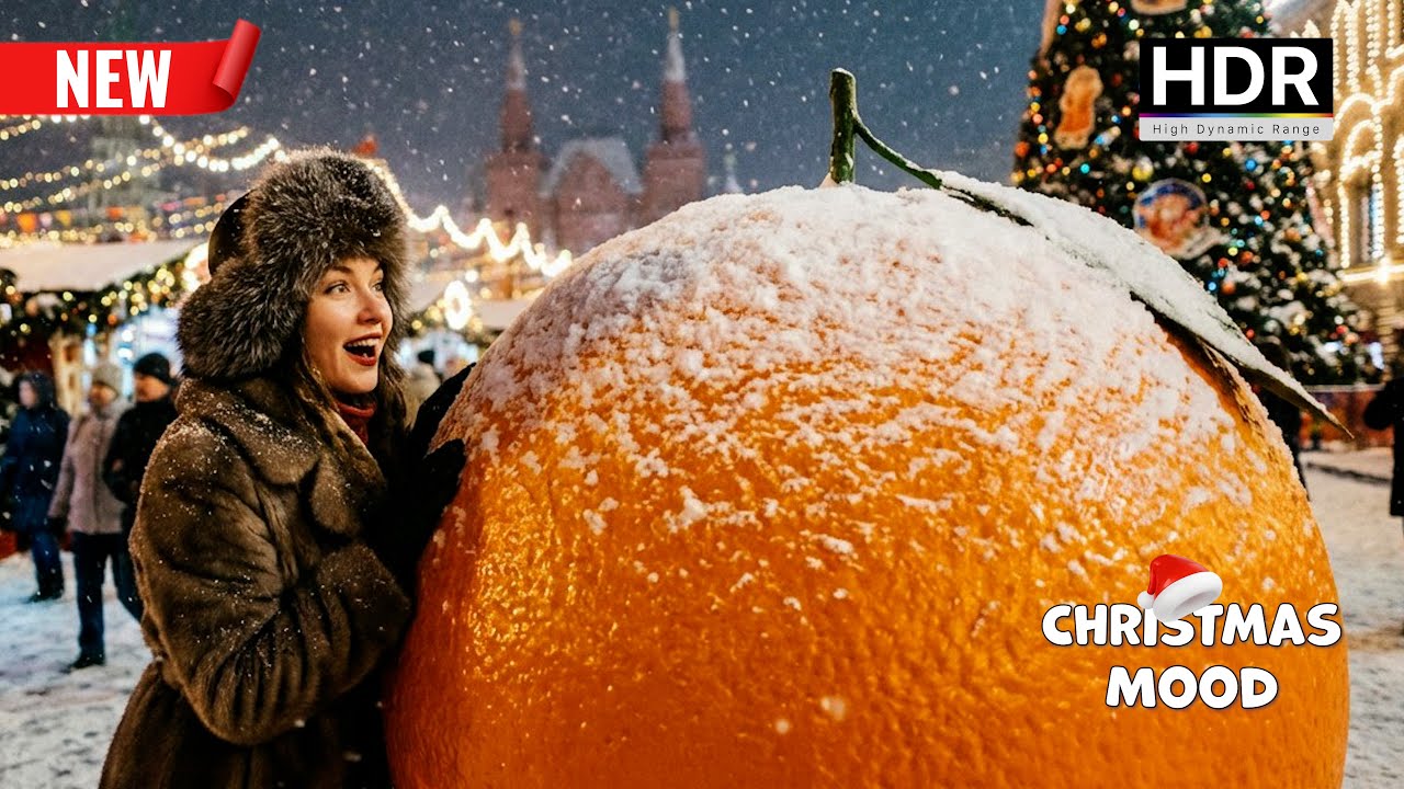 Świąteczne iluminacje w Moskwie 2026 🎄✨ Zimowy spacer nocą po Rosji ❄️ 4K HDR