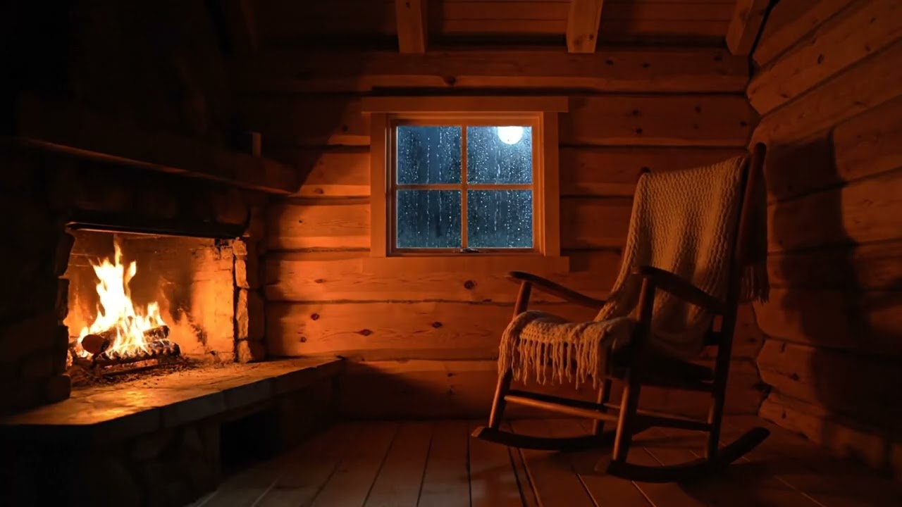 Cozy Wooden Cabin in the Forest 🌧 Rain & Fireplace Sounds for Deep Sleep
