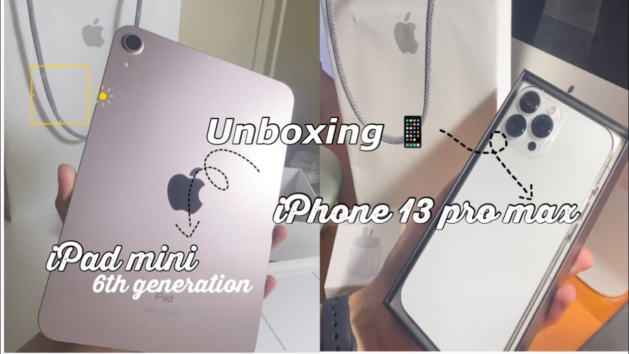 💫iPad Mini 6 (pink) + Apple pencil 2nd Gen + iPhone 13 Pro Max (starlight) *aesthetic unboxing*📦