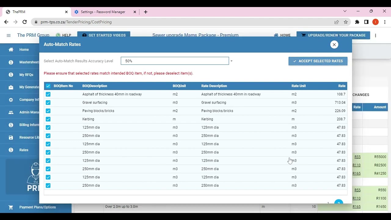 Excel BOQ Import Demo
