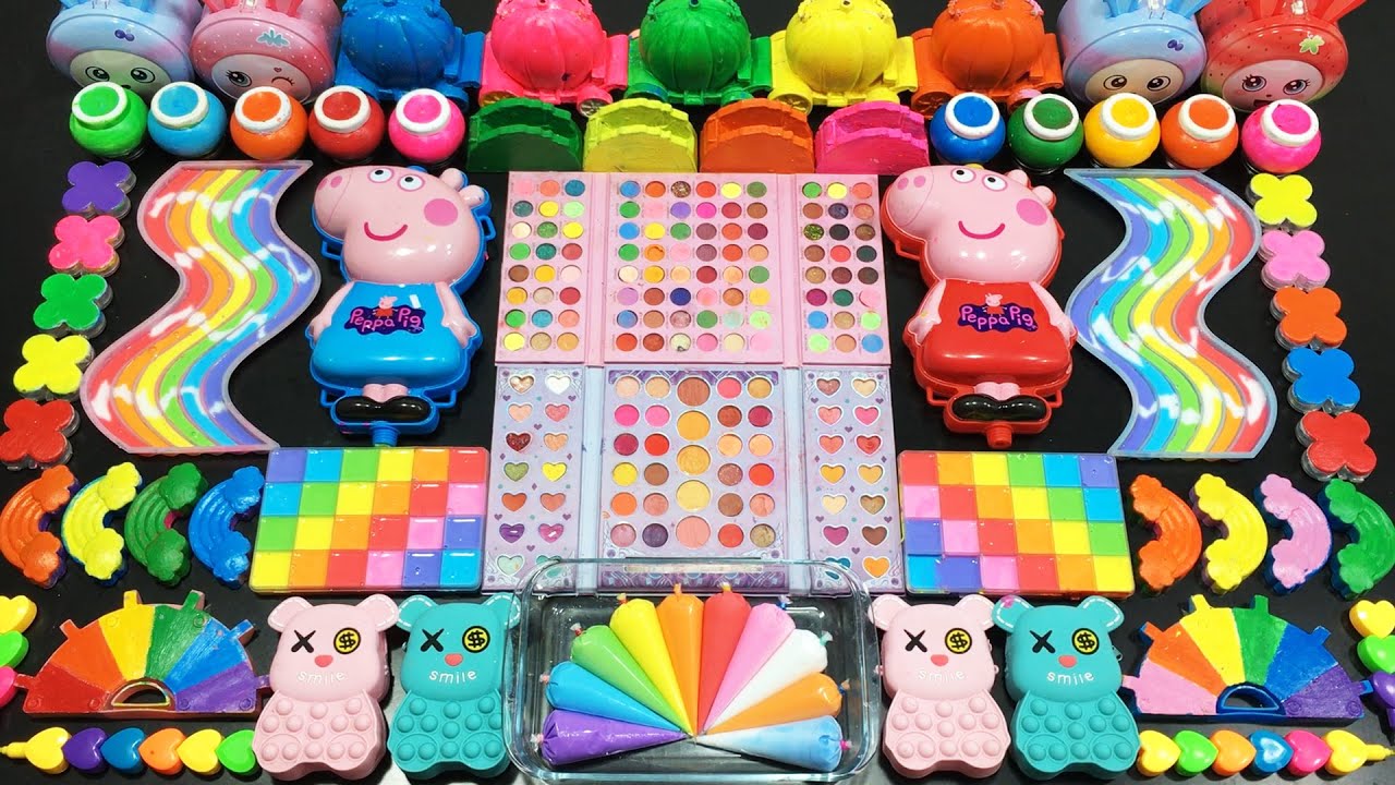 RELAXING WITH PEPPA PIG vs CLAY PIPING BAGS vs MAKEUP ! Mixing Random Things Into Slime