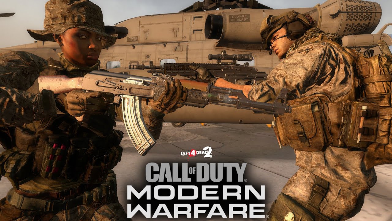 Left 4 Dead 2 Online Multiplayer Campaign with Mav's Call of Duty Modern Warfare 2019 Pack Gameplay
