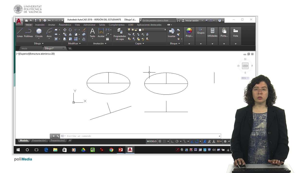 AutoCAD 2018: Dibujo de elipses | 8/22 | UPV