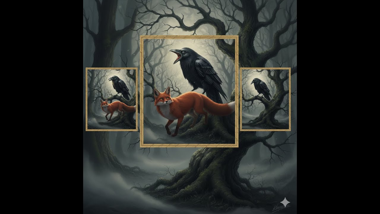 🌲✨ Gölge Ormanı'nın Kayıp Kristali | Karga ile Tilki – Unutulmaz Bir Masal 🦊🖤