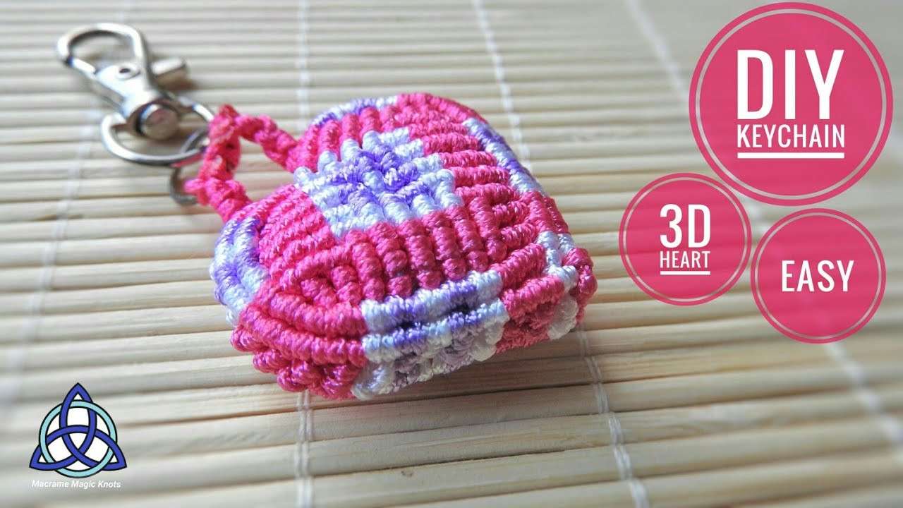 How to Make 3D Macrame Heart Keychain Tutorial - Gift for Valentines Day