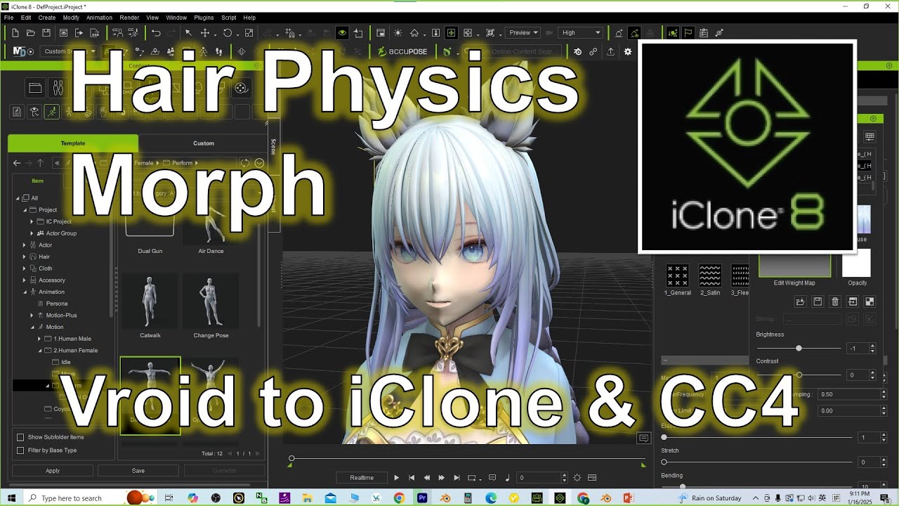 Vroid to iClone & CC4 with Hair Physics & Facial Morph #iclone #tutorial #vroid #hairphysics