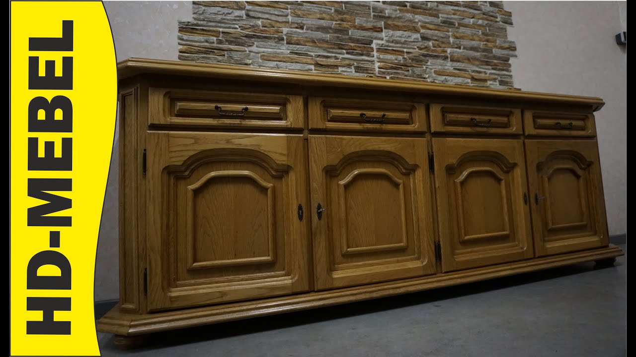 www.HD-MEBEL.pl *** KOMODA DĘBOWA 4 DRZWIOWA SZER. 217 CM