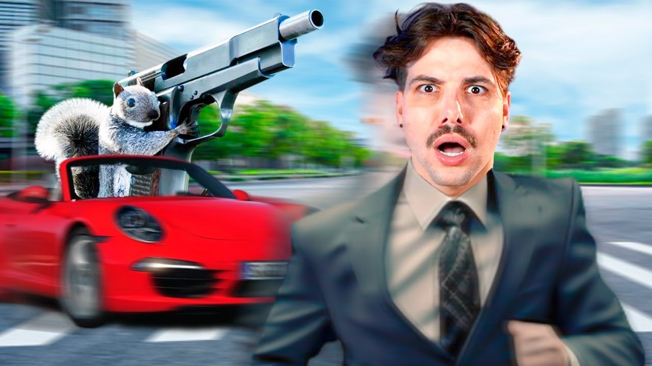 Um esquilo com arma todo mundo j&aacute; viu, mas agora de carro &eacute; novidade