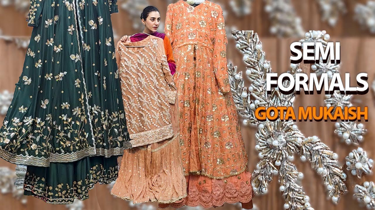 Gota Mukaish Semi Formals | Pure Silk Dupattas | Kora Dabka Katdana Mukaish Handwork
