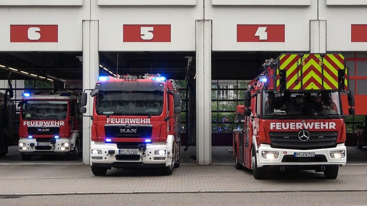 [📢 Durchsage & Alarmgong 🚨] Löschzug BF + RTW & NEF ASB + FuStW Polizei Pforzheim