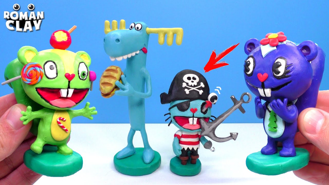 Happy Tree Friends 🌳 Nutty, Lumpy, Petunia, Russell with Clay | Roman Clay Tutorial